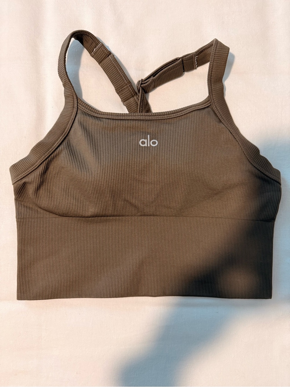 Alo Seamless Ribbed Favorite Bra Tank Ribbed Bra Tank in Olive Size Small